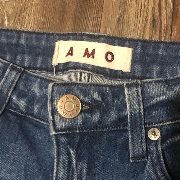 AMO Jeans Women's 26 Stix Crop Night Owl w/Destroy Frayed Hem Mid Rise Denim - Picture 2 of 8